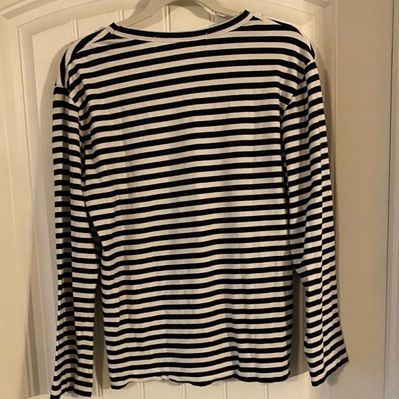 Comme des Garcons PLAY Navy and White Striped Long Sleeve Tee - Picture 6 of 6